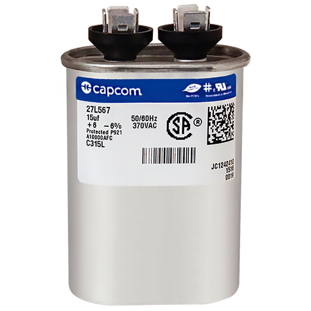 CAP RUN 15uF 370V OVL 1.25" X 2.16" X 2.88"