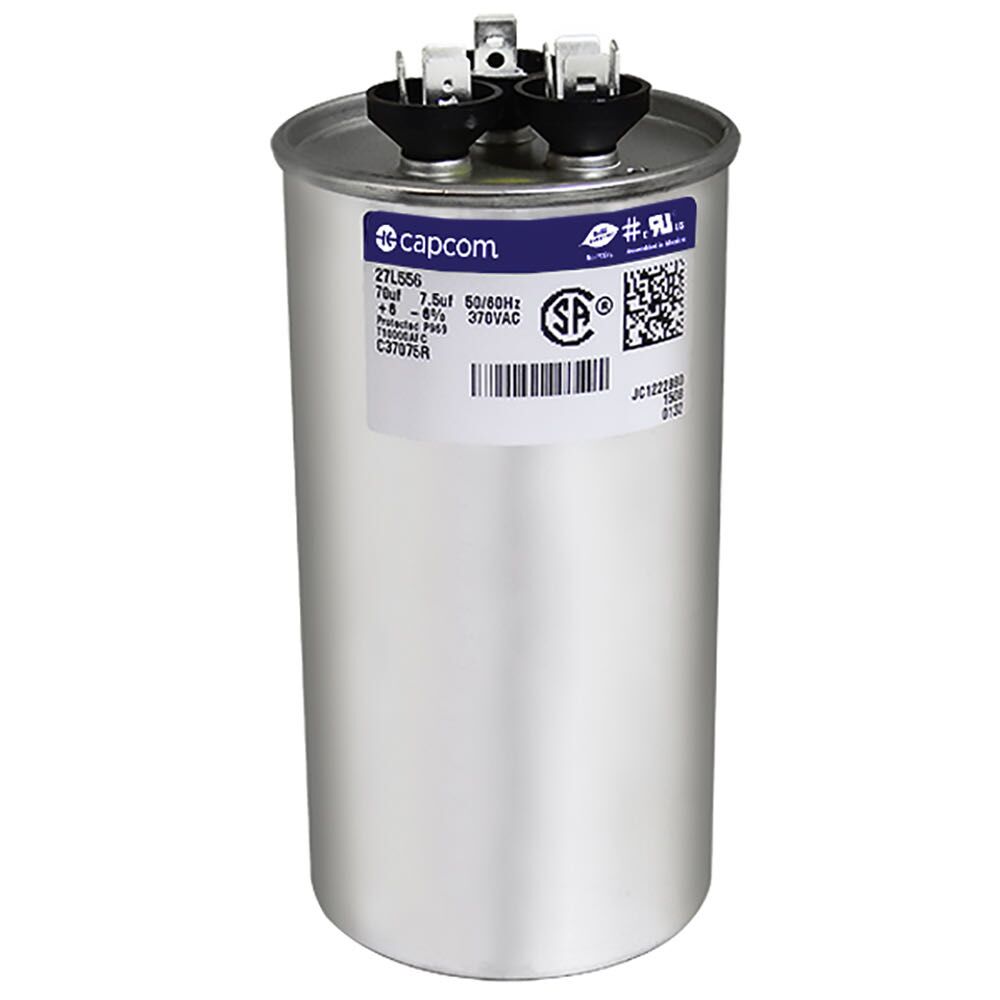 CAP RUN 70+7.5uF 370V RND 2.5" X 4.75"