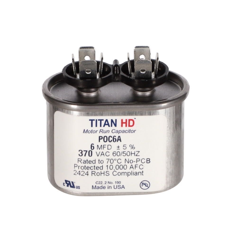 CAP RUN 6uF 370V OVL 2" X 1.25" X 1.56"